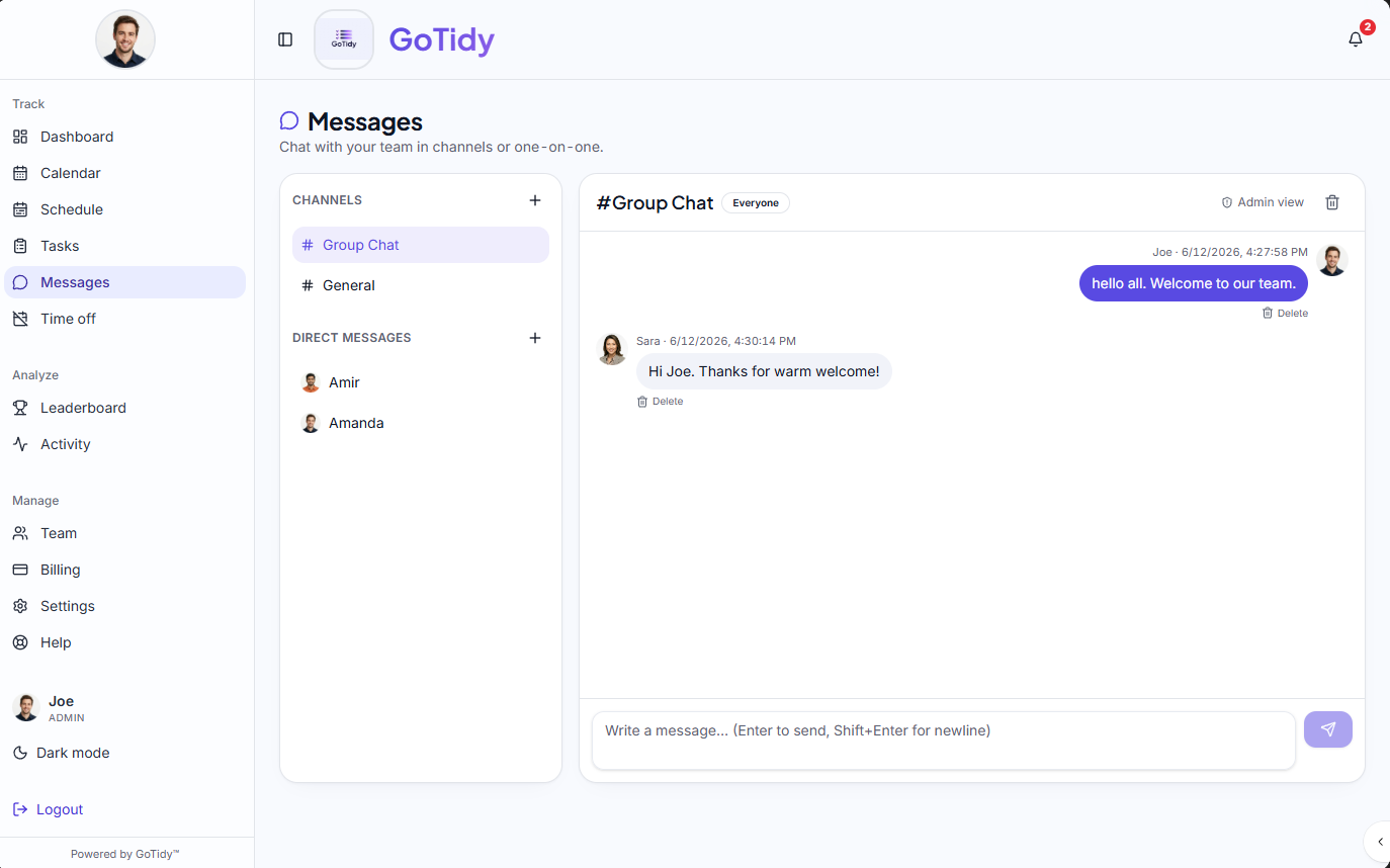Messages screenshot