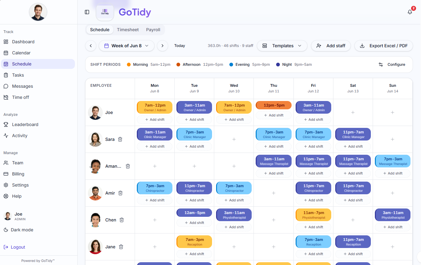 Schedule screenshot