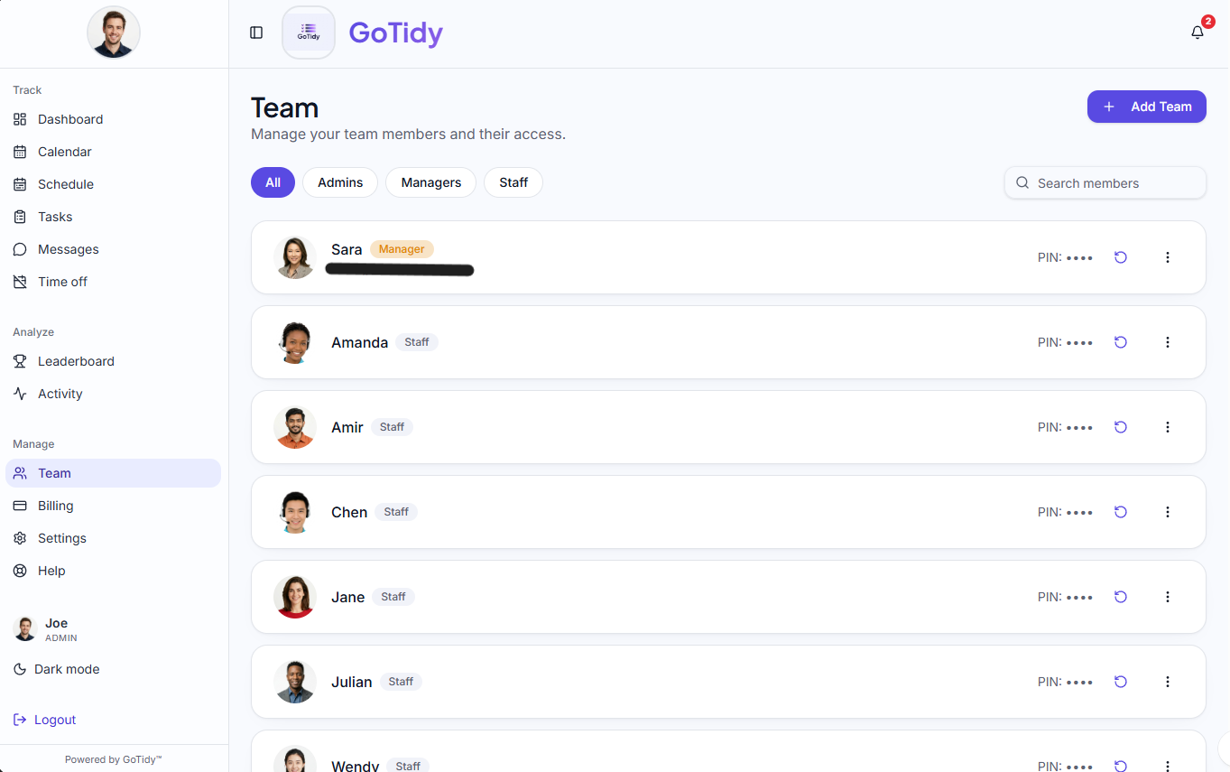 Team screenshot